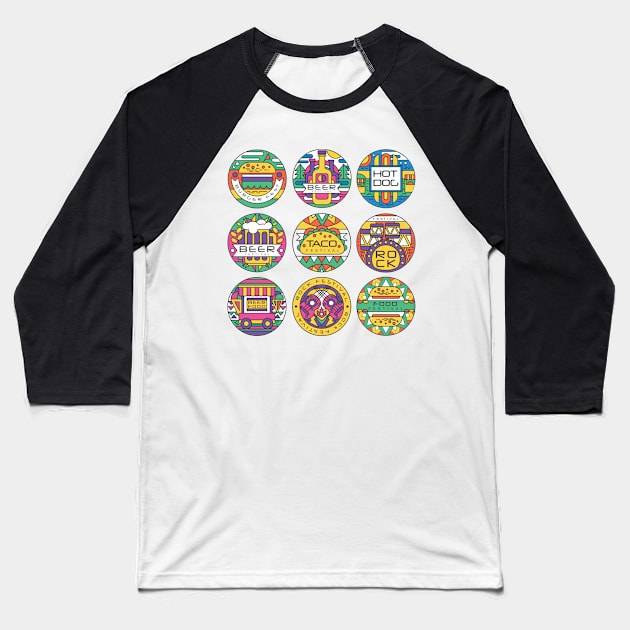 food festival logo Baseball T-Shirt by Mako Design 